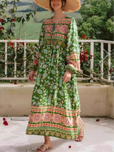 Load image into Gallery viewer, Sun Floral Print, Bohemian Maxi Dress, Boho Dress Robe
