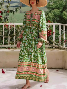 Sun Floral Print, Bohemian Maxi Dress, Boho Dress Robe