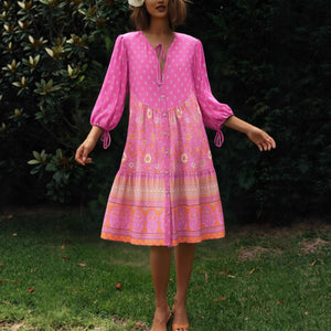 Beach Bohemian Dresses,Cotton Mini Dress