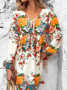 Bohemian Mini Dress, Boho Dress,Multi Floral Print