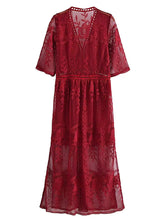 Load image into Gallery viewer, Red Lace ,Wedding Dress , Boho Dress
