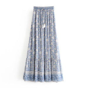 Boho Skirt, Maxi Skirt,  Porcelain Flower