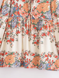 Bohemian Mini Dress, Boho Dress,Multi Floral Print