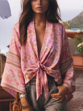 Load image into Gallery viewer, Bohemian Kimono, Boho Bikini Cover-ups,Yellow Floral
