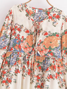 Bohemian Mini Dress, Boho Dress,Multi Floral Print