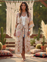 Load image into Gallery viewer, Bikini Cover-Ups,Boho Kimono Robe,Peacock Floral Print

