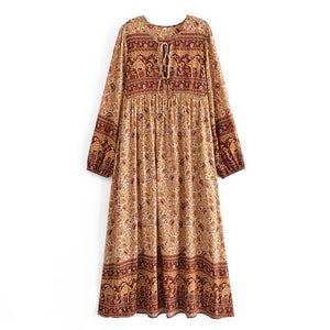 Pink Floral Print ,Bohemian Maxi Dress ,Boho Dress