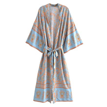 Load image into Gallery viewer, Multi Floral Bohemian Kimono ,Boho Maxi Robe
