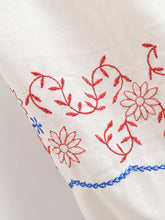 Load image into Gallery viewer, Retro Floral Embroidered, Linen Cotton Blouse ,Lace-up Boho Shirt
