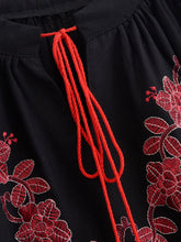 Load image into Gallery viewer, Wild Floral Embroidery ,Linen Cotton Shirts, Lace-up Tassel Boho Blusas
