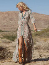 Load image into Gallery viewer, Floral Print ,Bohemian Maxi Dress,boho Sundress

