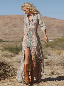 Floral Print ,Bohemian Maxi Dress,boho Sundress