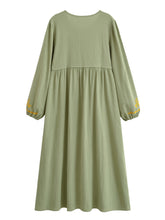 Load image into Gallery viewer, Retro Linen Cotton, Butterfly Embroidery ,Tassel Maxi  Boho Dress
