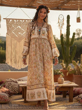 Load image into Gallery viewer, Grey Floral Print,Bohemian Maxi Dress,Boho Dress
