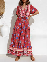 Load image into Gallery viewer, Green Floral Print ,Bohemian Maxi Dress,Boho Dress

