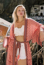 Load image into Gallery viewer, Pink Floral Print,Bohemian Kimono,Boho Robe
