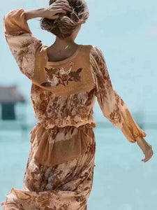 Boho Blouse, Vintage Blouse,Floral Print Tops