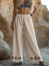 Load image into Gallery viewer, Wild Floral Embroidery ,Bohemian Wide Leg Pants,Boho Trousers
