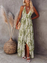 Load image into Gallery viewer, Floral Print ,Backless Sexy Beach Bohemian Dress,, High-Low Boho Dress
