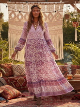 Load image into Gallery viewer, Vintage Floral Print,Beach Bohemian Maxi Dress ,Boho Dresses Robe
