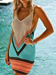 Colorful hollow Out,Bohemian mini dress,Boho sundress