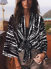 Load image into Gallery viewer, Bohemian Kimono, Boho Bikini Cover-ups,Black Floral Print
