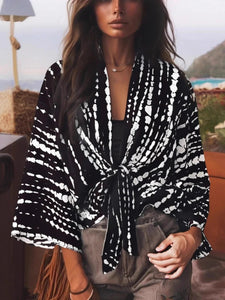 Bohemian Kimono, Boho Bikini Cover-ups,Black Floral Print