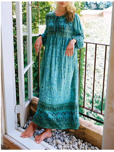 Pink Floral Print ,Bohemian Maxi Dress ,Boho Dress