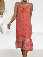Load image into Gallery viewer, Red Floral Sleeveless ,Beach Bohemian Dress,Boho Midi Dress Robe
