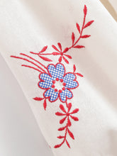 Load image into Gallery viewer, Retro Floral Embroidered ,Linen Cotton Blouse ,Lace-up Tassel Boho Shirts
