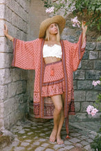 Load image into Gallery viewer, Pink Floral Print,Bohemian Kimono,Boho Robe
