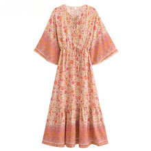 Load image into Gallery viewer, Pink Floral,Maxi Dress, Boho Dress Kaftan
