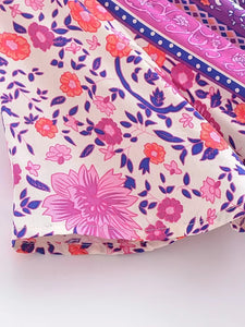 Maxi Dress, Boho Dress,Purple Floral Print