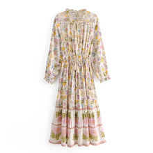 Load image into Gallery viewer, Lace-up Tassel, Boho Maxi Dress, Vintage Sundress
