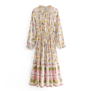 Lace-up Tassel, Boho Maxi Dress, Vintage Sundress