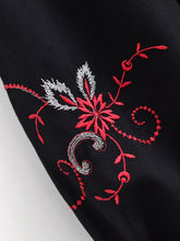 Load image into Gallery viewer, Wild Floral Embroidery ,Linen Cotton Shirts, Lace-up Tassel Boho Blusas
