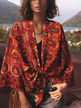 Load image into Gallery viewer, Bohemian Kimono, Boho Bikini Cover-ups,Red Floral
