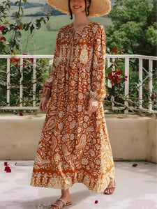 Wild Floral Print,Bohemian Maxi Dress,Boho Dress