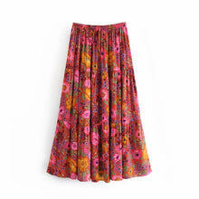 Load image into Gallery viewer, Boho Skirt, Maxi Skirt, Red Wild Flower
