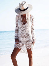 Load image into Gallery viewer, Hollow Out Knitted, Boho Mini Dress ,bohemian Sundress
