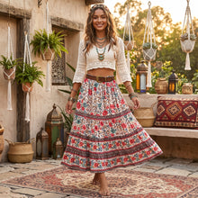 Load image into Gallery viewer, Boho Skirt, Midi Skirt, Wild Flower
