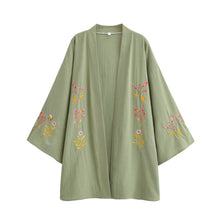 Load image into Gallery viewer, Flowers and Bees Embroidery, Beach Bohemian Kimono,Boho Bikini Cover-ups
