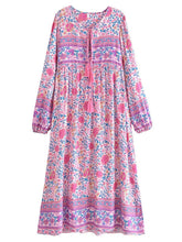 Load image into Gallery viewer, Green Floral Print ,Beach Bohemian Dress,Boho Dress
