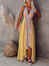 Load image into Gallery viewer, Floral Print ,Backless Sexy Maxi Dres,Vacation Boho Dress
