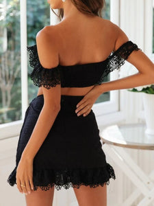 Bohemian Sets,mini Skirts and Tops,White Lace