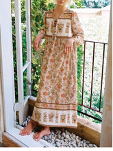Load image into Gallery viewer, Kahaki Floral Print,Bohemian Maxi Dress,Boho Dress
