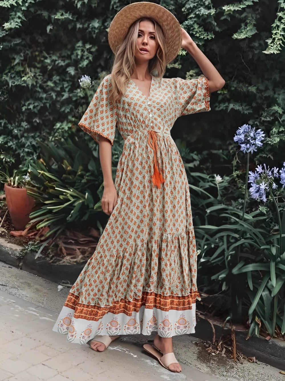 Floral Print,Bohemian Maxi Dress,Boho Dresses Robe – Boho Queens