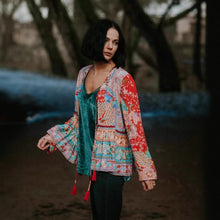 Load image into Gallery viewer, Boho Blouse, Vintage Blouse,Red Peacock

