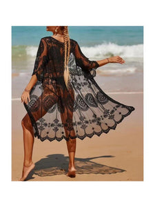 Lace Mesh Crochet ,Beach Boho Kimono,Bikini Cover-ups