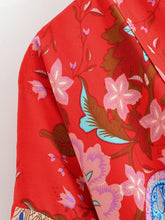 Load image into Gallery viewer, Peacock Floral Print,Short Kimono , Boho Cover-ups
